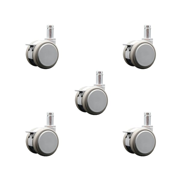 Service Caster 2 Inch MRI Safe Casters with Brakes, 7/16 Inch Grip Ring Stem, Set of 5, SCC, 5PK SCC-GR02S50-TPR-GRY-B-71678-MRI-5 - main